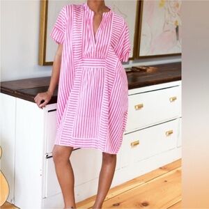 EMERSON FRY India Collection Lavander Striped Short Sleeve Dress Size one size